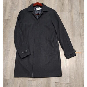 TOPMAN Wool-polyester Blend Tailored Long Coat Jacket Size Medium dark gray